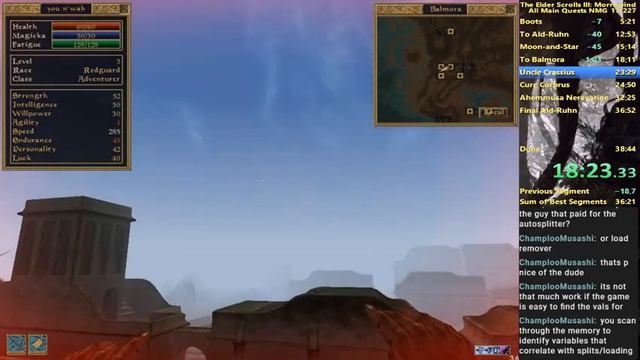 Morrowind All Main Quests, No Major Glitches Speedrun in 36:40 (without loads) / 41:15 (with loads) смотреть онлайн