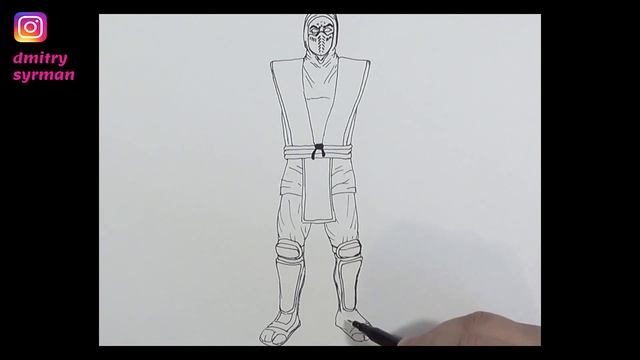 How To Draw Scorpion, Mortal Kombat, Как нарисовать Скорпиона, Мортал Комбат