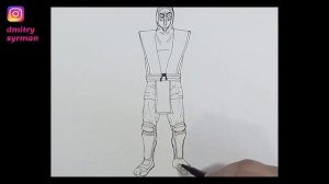 How to draw Scorpion, Mortal Kombat, Как нарисовать Скорпиона, Мортал Комбат