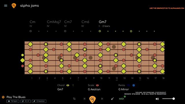 Driving Funky Blues Rock Jam Track Guitar Backing Track (G Minor - 96 BPM)