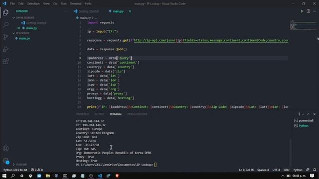 IP Lookup tool with Python - Visual Studio Code. смотреть онлайн