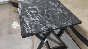 Стол из профтрубы и плитки керамогранит.