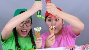 Красный VS Зеленое Мороженое Мукбанг DONA ДОНА Русский