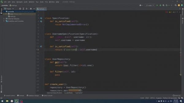 SPECIFICATION PATTERN IN PYTHON. USE IT WITH REPOSITORY