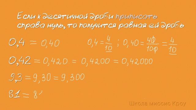 Лишние и нелишние нули в десятичных дробях. Сокращение и расширение десятичных дробей