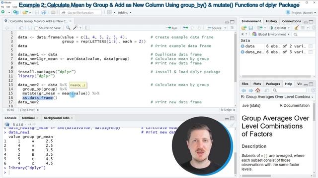 Calculate Group Mean & Add as New Column to Data Frame (3 Examples) | dplyr & data.table Packages смотреть онлайн