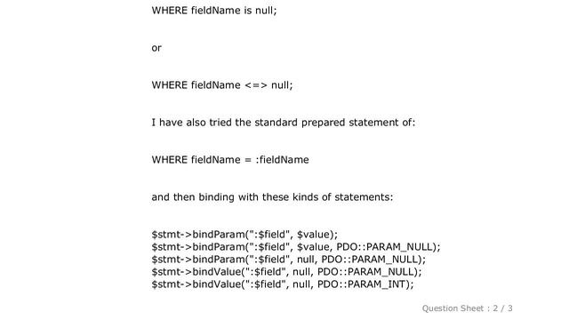 MySQL : Selecting rows where a field is null using PHP PDO prepared statements and MySQL смотреть онлайн