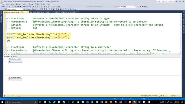 SDU Tools 45 HexChar String to Int and Char in T-SQL смотреть онлайн