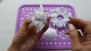 ?Цветок Камелия из атласной ленты 5 см МК?Bow flower of ribbon 5 cm DIY Tutorial?PAP flor de fita