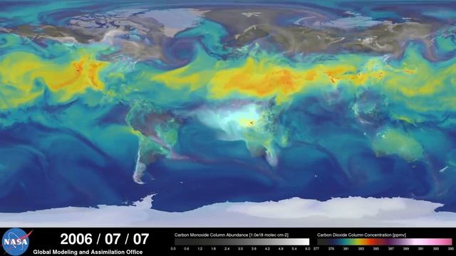 Выбросы СО2 в атмосферу. Динамика от NASA смотреть онлайн