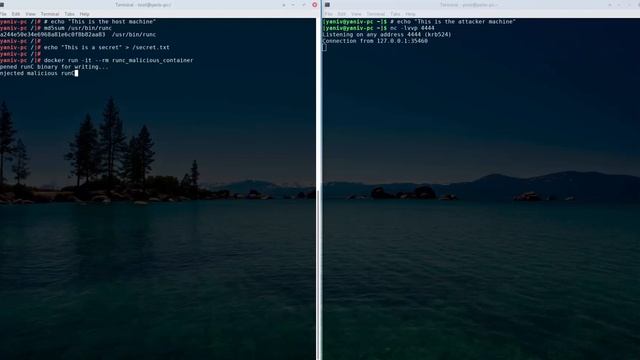 Exploit demo of the RunC vulnerability CVE-2019-5736 смотреть онлайн