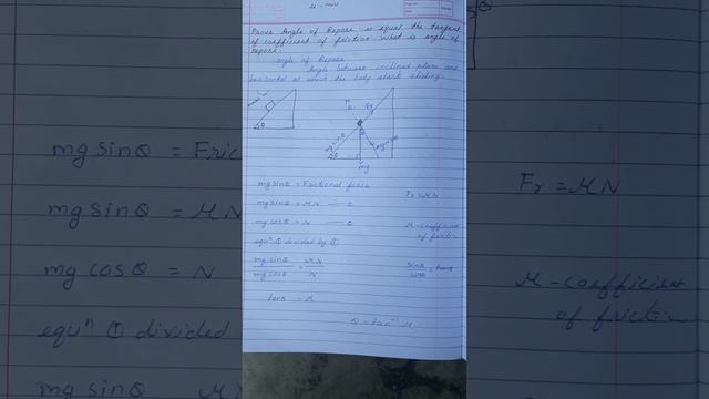 Important Derivation Of Angle Of Repose Class 11th Physics