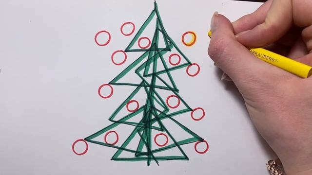 Как нарисовать новогоднюю елку/Простые рисунки из простых линий смотреть онлайн