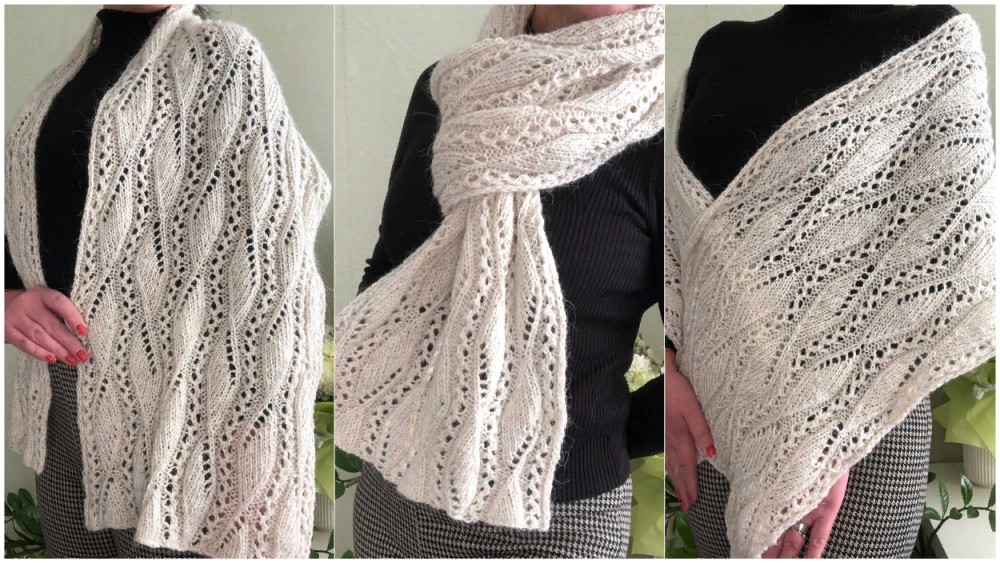 ШИКАРНЫЙ ажурный УЗОР для шарфа и палантина. ШАРФ из мериноса и козьего пуха. ОБЗОР готовой работы смотреть онлайн