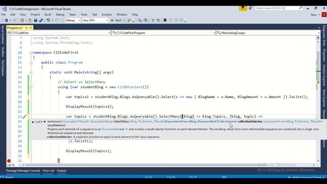 Select vs SelectMany in LINQ C# program смотреть онлайн