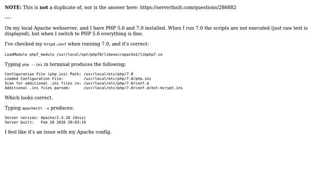 DevOps & SysAdmins: Apache: PHP scripts not executing when running 7.0 смотреть онлайн