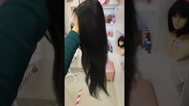 Парик из термо канекалона 55см чёрный цвет на сетке без челки смотреть онлайн