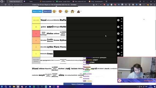 ТИР ЛИСТ ИГРОКОВ В ОСУ | СИНК ПОСТАВИЛ МРЕККА ВЫШЕ КУКИЗИ?! смотреть онлайн