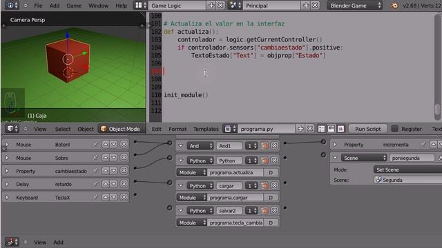 08. Python en Blender Game 5 de 6. Uso del código para salvar. смотреть онлайн