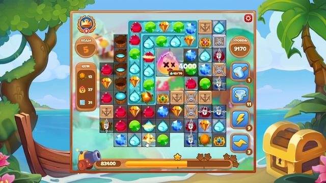 Как пройти уровень 9170 игры Сокровища Пиратов смотреть онлайн