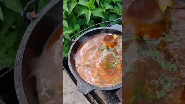 Суп харчо з реберцями на живому вогні