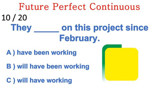 English Quiz Future Perfect Continuous | 20 sentences Grammar English Quiz Future Perfect Continuou смотреть онлайн