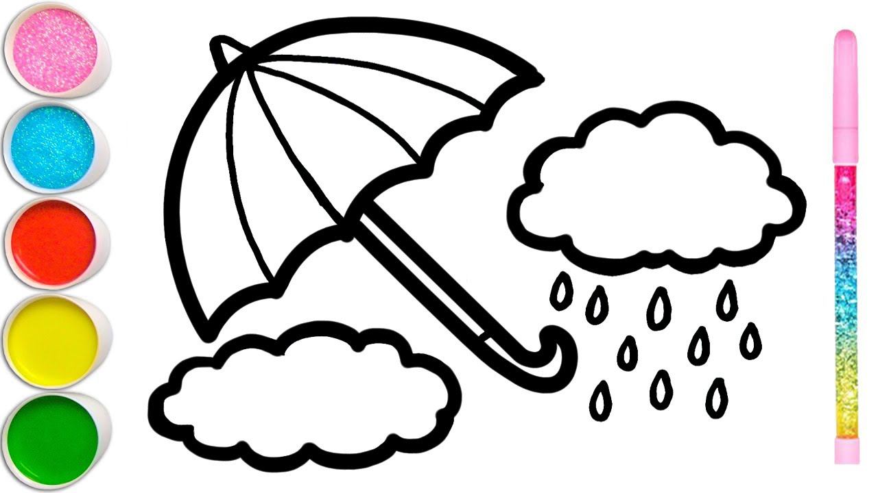 How To Draw A Cloud Umbrella For Children