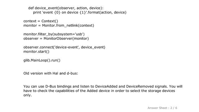 PYTHON : How can I listen for 'usb device inserted' events in Linux, in Python? смотреть онлайн