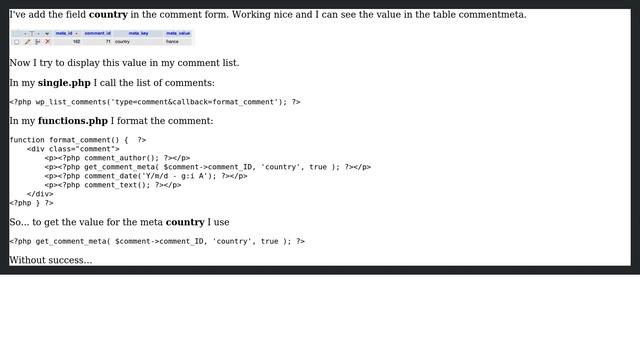 Wordpress: How to get a value from comment meta? смотреть онлайн