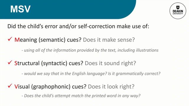 Analysing a Running Record