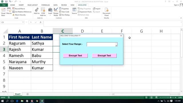 PART 22 - USERFORM TEXT ENCRYPT & DECRYPT IN MS EXCEL (TAMIL) | Kallanai YT смотреть онлайн