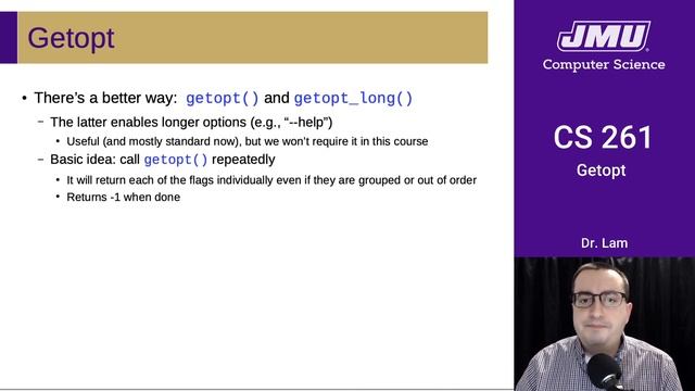 JMU CS261 06 Miscellaneous C Part 03 - Getopt смотреть онлайн