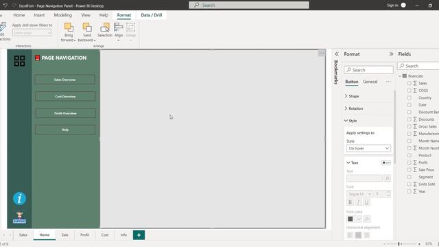 POWER BI PAGE NAVIGATION Panel | MENU BAR | INDEX | Learn how to create Bookmarks & Buttons in P_BI смотреть онлайн