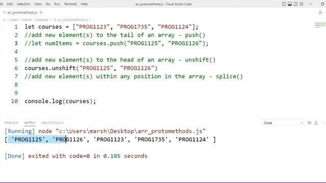 Mutating an Array in Place by Adding Elements: push(), unshift(), splice() смотреть онлайн