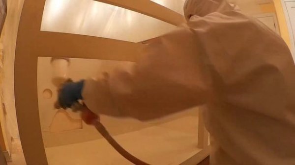 Kitchen Update 11 - Spraying Kem Aqua Pigmented Lacquer with an HVLP gun