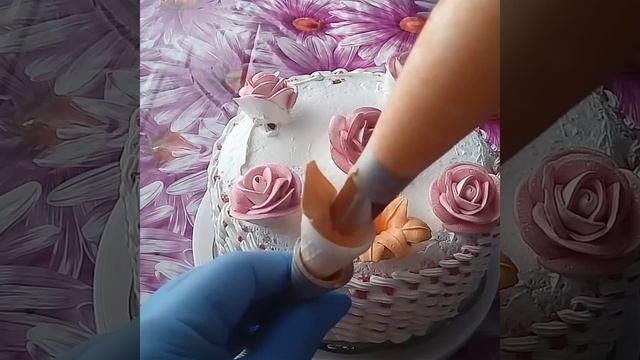 Украшение торта.Торт *Корзина с цветами* смотреть онлайн