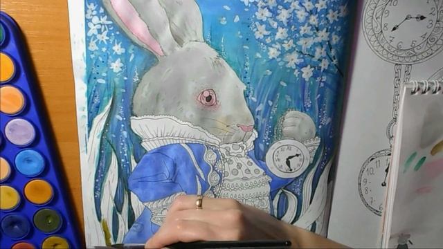 Coloring "Alice in Wonderland" WHITE RABBIT/ Раскрашиваем "Алиса в Стране чудес" БЕЛЫЙ КРОЛИК смотреть онлайн