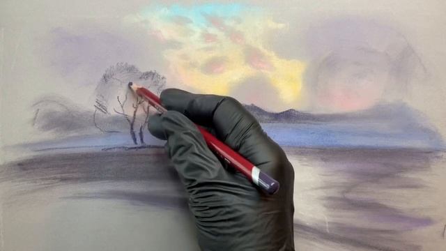Зимний пейзаж. Сухая пастель. смотреть онлайн