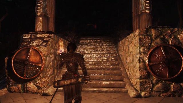 Modded Skyrim - Walking through Whiterun with a torch that casts shadows (Torches Cast Shadows SE) смотреть онлайн