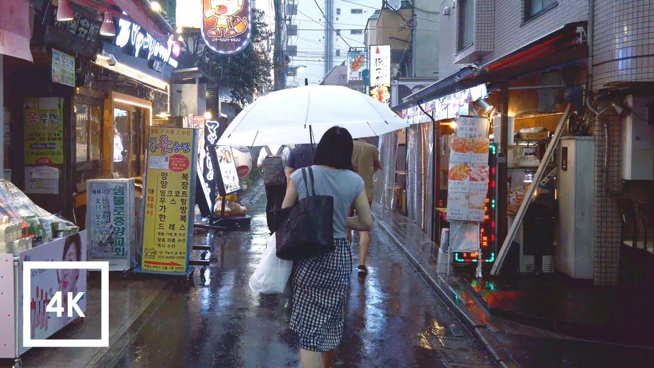 Walking in the Rain Tokyo, Japan (Relaxing Binaural Thunderstorm Sounds for Sleep) 4k ASMR смотреть онлайн