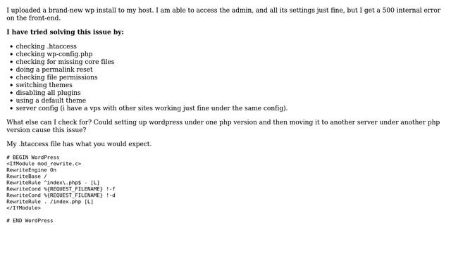 Wordpress: 500 error on front-end but not on admin (2 Solutions!!) смотреть онлайн