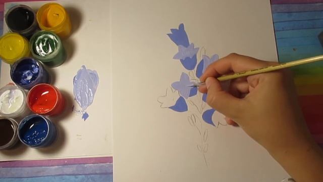 Рисунки цветов / Как нарисовать КОЛОКОЛЬЧИК гуашью смотреть онлайн