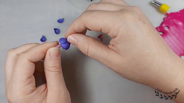 ~JustHandmade~ Polymer clay jewelry with FUCHSIA flowers - heart shaped pendant - tutorial / DIY смотреть онлайн