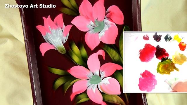 Lily Flowers. Oil Painting MasterClass | Мастер-класс по Жостовской росписи. Художник Гончарова смотреть онлайн