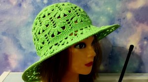 Нарядная шляпка крючком 2часть. Шляпа для начинающих.