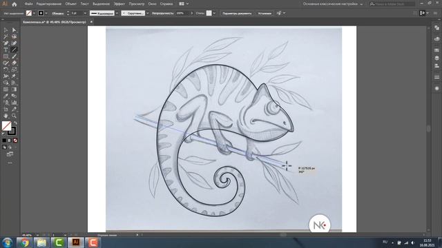 КАК НАРИСОВАТЬ ХАМЕЛЕОНА. ПРОГРАММА ADOBE ILLUSTRATOR. ПРОСТОЙ УРОК смотреть онлайн