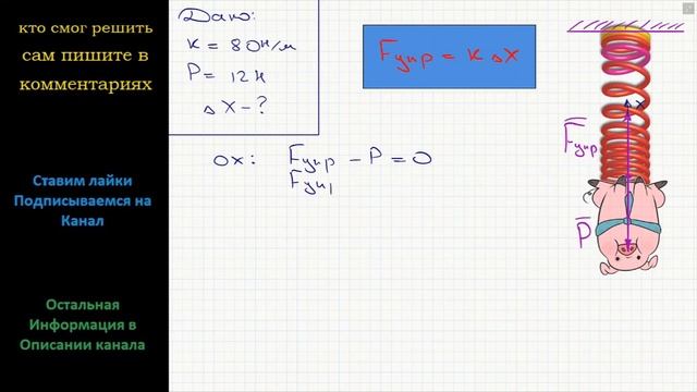Физика К пружине жесткостью 80 Н/м подвесили груз весом 12 Н. Определите удлинение пружины. смотреть онлайн