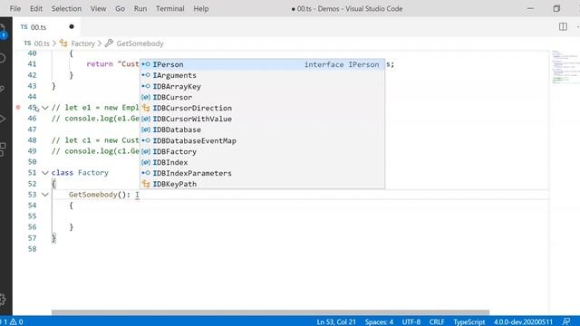 Implementing a factory using Interface in Typescript. смотреть онлайн