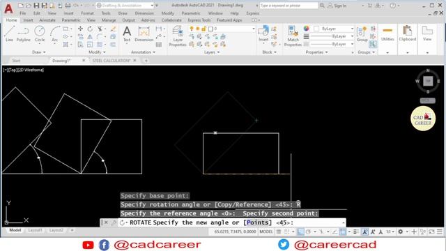 AutoCAD Rotate Command With Reference Option | AutoCAD Scale Command With Reference Option смотреть онлайн