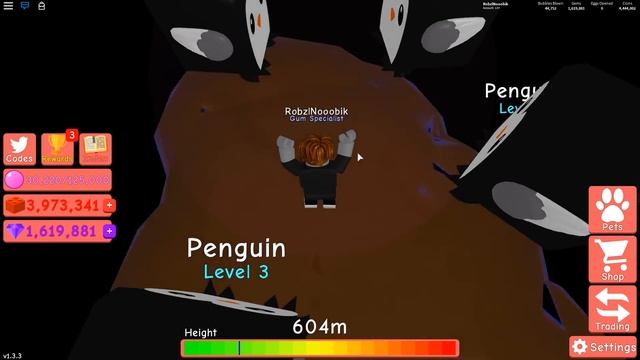 СИМУЛЯТОР ЖВАЧКИ НУБ ЧИТЕР УКРАЛ ПИНГВИНА! ПРОШЕЛ ИГРУ ЗА 5 МИНУТ ROBLOX BUBBLE GUM SIMULATOR смотреть онлайн